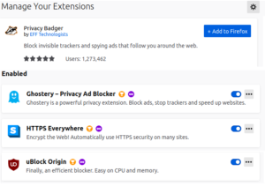 screenshot of recommended extensions